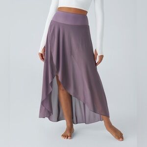 Halara Regular Fit High Waist 2-in-1 Ruffled Maxi Skirt with Pockets size Large